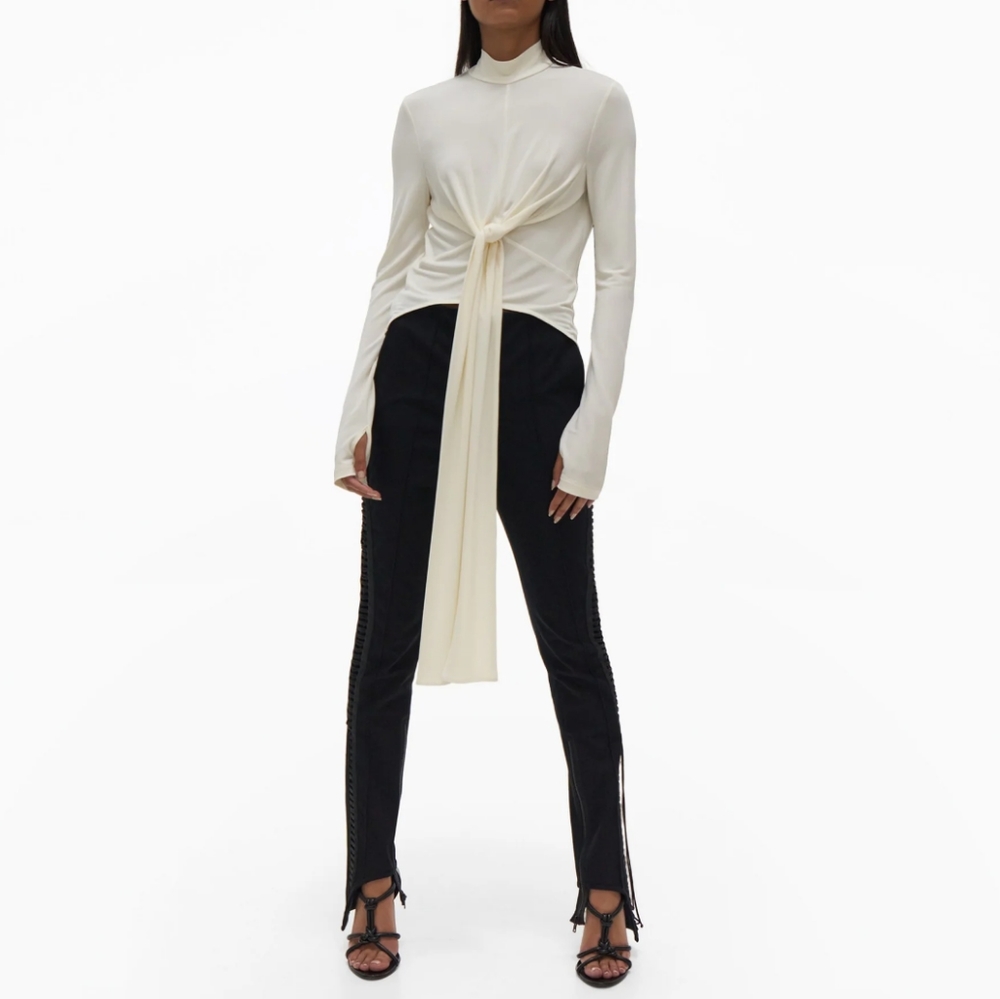 Helmut Lang Wrap Mock Neck Top with Adjustable tie Size Small